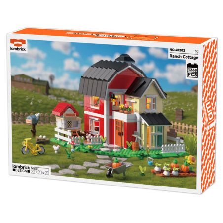 IAMBRICK 40202 TRANG TRẠI COTTAGE bộ đồ chơi xếp lắp ráp ghép mô hình City RANCH COTTAGE Thành Phố 1268 khối