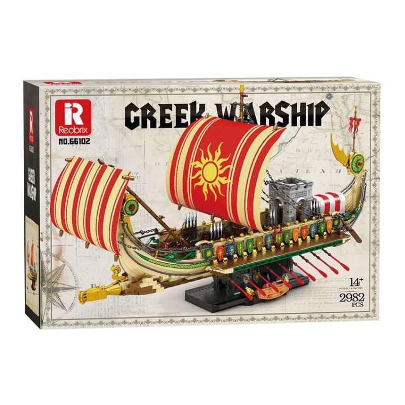 REOBRIX 66102 TÀU CHIẾN HY LẠP bộ đồ chơi xếp lắp ráp ghép mô hình Historical GREEK WARSHIP 2982 khối