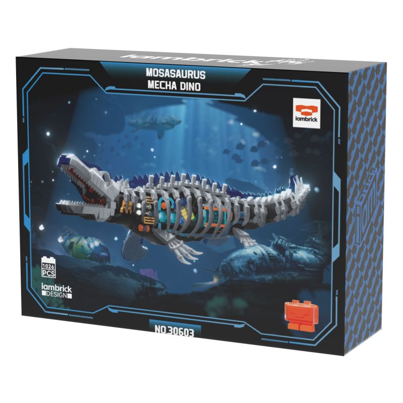 IAMBRICK 30603 MOSAUR CƠ HỌC bộ đồ chơi xếp lắp ráp ghép mô hình MECHA DINO MOSASAURUS 1026 khối