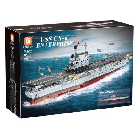 FORANGE FC4206 4206 TÀU SÂN BAY USS ENTERPRISE bộ đồ chơi xếp lắp ráp ghép mô hình Military Army USS CV-6 ENTERPRISE Quân Sự Bộ Đội 1883 khối