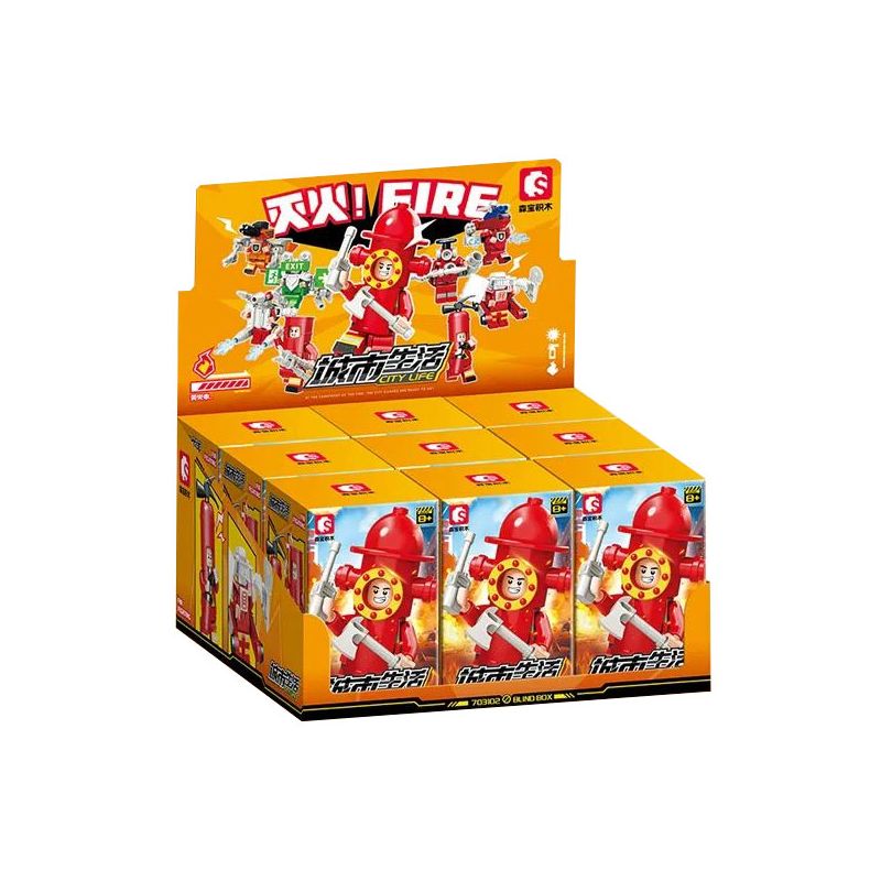 SEMBO 703102 CUỘC SỐNG THÀNH PHỐ LỬA CHÁY! MÔ HÌNH FIRE 9 bộ đồ chơi xếp lắp ráp ghép mô hình