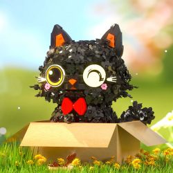 ZHEGAO 662036 KITTEN HOA MÀU ĐEN bộ đồ chơi xếp lắp ráp ghép mô hình BLOSSOM PUSS! 1651 khối