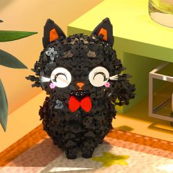 ZHEGAO 662036 KITTEN HOA MÀU ĐEN bộ đồ chơi xếp lắp ráp ghép mô hình BLOSSOM PUSS! 1651 khối
