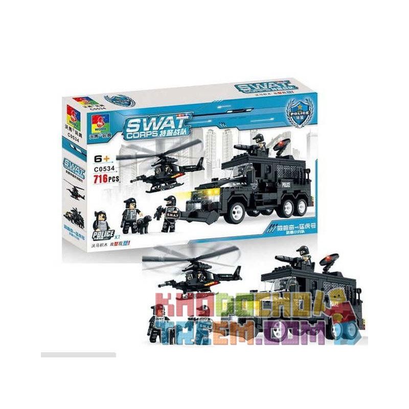 WOMA C0534 0534 Xếp hình kiểu  SWAT SPECIAL FORCE SWAT Helicopter & SUV Trực Thăng Và Xe Bọc Thép đặc Nhiệm 716 khối