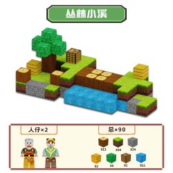 SEMBO 301199 QUẢNG TRƯỜNG TỪ TÍNH THẾ GIỚI XIANGSU LẠCH JUNGLE bộ đồ chơi xếp lắp ráp ghép mô hình Minecraft Game Xây Dựng 90 khối