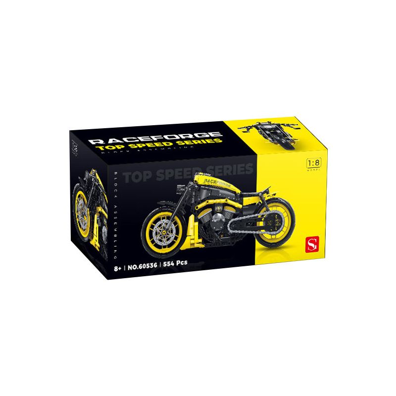 GULY 60536 THEO DÕI XE MÁY 1 8 tỷ lệ 1:8 bộ đồ chơi xếp lắp ráp ghép mô hình Technic RACE FORGE Kỹ Thuật Công Nghệ Cao Mô Hình Phương Tiện 554 khối