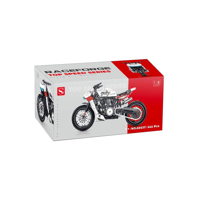 GULY 60537 THEO DÕI XE MÁY 1 8 tỷ lệ 1:8 bộ đồ chơi xếp lắp ráp ghép mô hình Technic RACE FORGE Kỹ Thuật Công Nghệ Cao Mô Hình Phương Tiện 545 khối