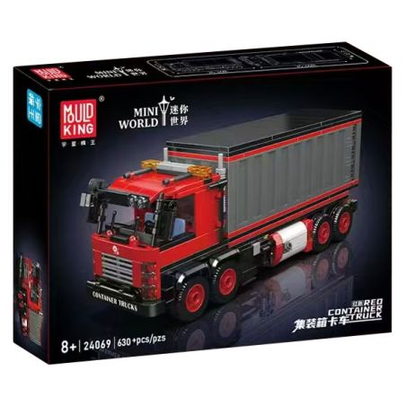 MouldKing 24069 Mould King 24069 MINI WORLD XE TẢI CONTAINER bộ đồ chơi xếp lắp ráp ghép mô hình Creator RED CONTAINER TRUCK Sáng Tạo 630 khối