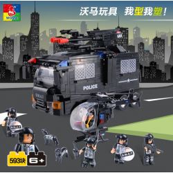 WOMA C0532 0532 Xếp hình kiểu  SWAT SPECIAL FORCE SWAT Team Force Trực Thăng Phối Hợp Xe Chở Lính đặc Nhiệm 593 khối