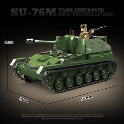 QuanGuan 100296 Quan Guan 100296 SU-76M TANK KẺ HỦY DIỆT TỰ HÀNH PHÁO bộ đồ chơi xếp lắp ráp ghép mô hình Military Army SU-76M TANK DESTROYER SELF-PROPELLED GUN Quân Sự Bộ Đội 769 khối