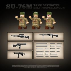 QuanGuan 100296 Quan Guan 100296 SU-76M TANK KẺ HỦY DIỆT TỰ HÀNH PHÁO bộ đồ chơi xếp lắp ráp ghép mô hình Military Army SU-76M TANK DESTROYER SELF-PROPELLED GUN Quân Sự Bộ Đội 769 khối