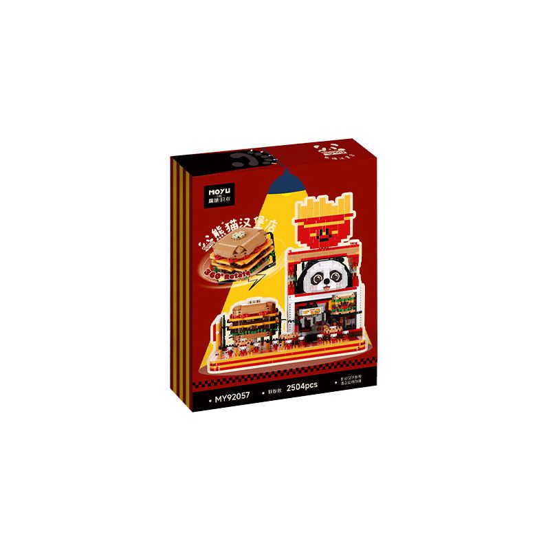 MOYU BLOCK MY92057 92057 CỬA HÀNG BÁNH MÌ KẸP THỊT PANDA bộ đồ chơi xếp lắp ráp ghép mô hình DU'S BURGER 2504 khối