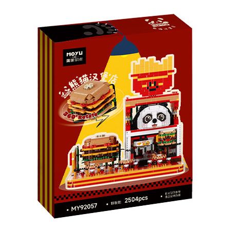 MOYU BLOCK MY92057 92057 CỬA HÀNG BÁNH MÌ KẸP THỊT PANDA bộ đồ chơi xếp lắp ráp ghép mô hình DU'S BURGER 2504 khối