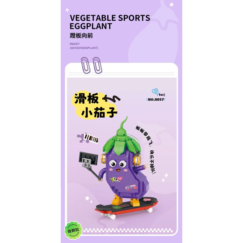 LOZ 8857 THỂ THAO THỰC VẬT CÀ TÍM TRƯỢT VÁN bộ đồ chơi xếp lắp ráp ghép mô hình