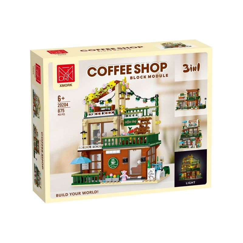 MorkModel 20204 Mork Model 20204 SÂN THƯỢNG CAFE 3IN1 bộ đồ chơi xếp lắp ráp ghép mô hình Creator BALCONY COFFEE SHOP Sáng Tạo 875 khối