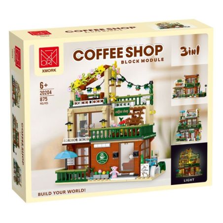 MorkModel 20204 Mork Model 20204 SÂN THƯỢNG CAFE 3IN1 bộ đồ chơi xếp lắp ráp ghép mô hình Creator BALCONY COFFEE SHOP Sáng Tạo 875 khối