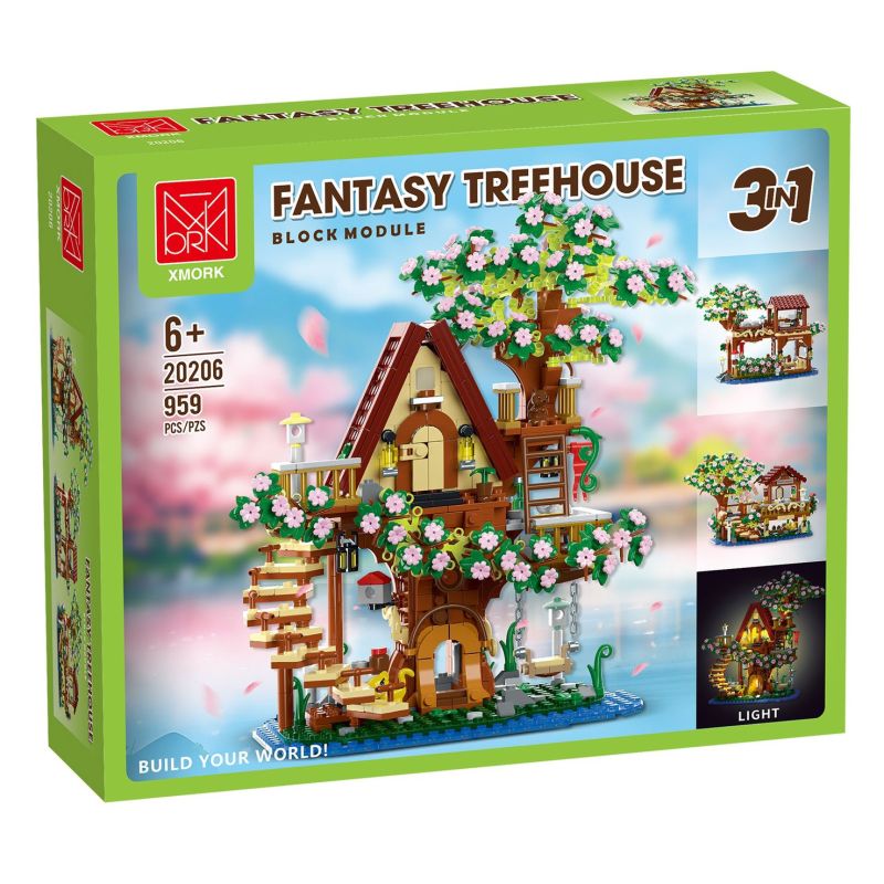 MorkModel 20206 Mork Model 20206 NGÔI NHÀ CÂY ANH ĐÀO 3IN1 bộ đồ chơi xếp lắp ráp ghép mô hình Creator FANTASY TREEHOUSE Sáng Tạo 959 khối