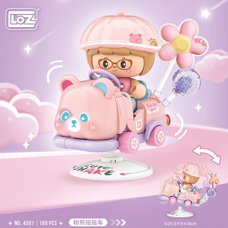 LOZ 4301 GẤU PINK SHAKES CAR bộ đồ chơi xếp lắp ráp ghép mô hình Creator Sáng Tạo 189 khối