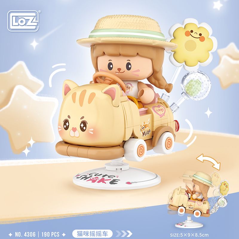 LOZ 4306 MÈO LẮC XE bộ đồ chơi xếp lắp ráp ghép mô hình Creator Sáng Tạo 190 khối