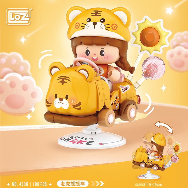 LOZ 4308 TIGER LẮC XE bộ đồ chơi xếp lắp ráp ghép mô hình Creator Sáng Tạo 188 khối