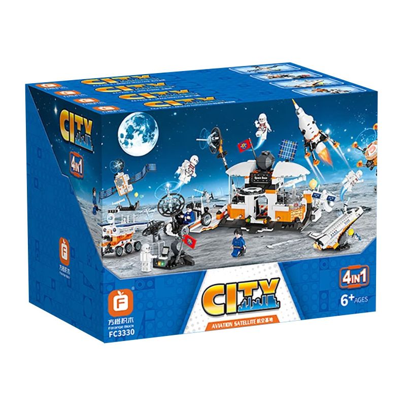 FORANGE FC3330 3330 CƠ SỞ HÀNG KHÔNG 4 KẾT HỢP APOLLO THRUSTER SPACE SHUTTLE YUTU BEIDOU SATELLITE bộ đồ chơi xếp lắp ráp ghép mô hình City Thành Phố 1078 khối