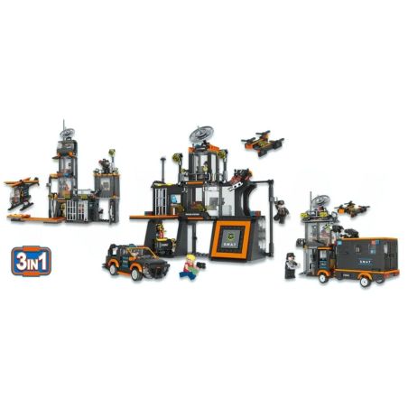 FORANGE FC3333 3333 XÂY DỰNG SWAT bộ đồ chơi xếp lắp ráp ghép mô hình City Thành Phố 619 khối