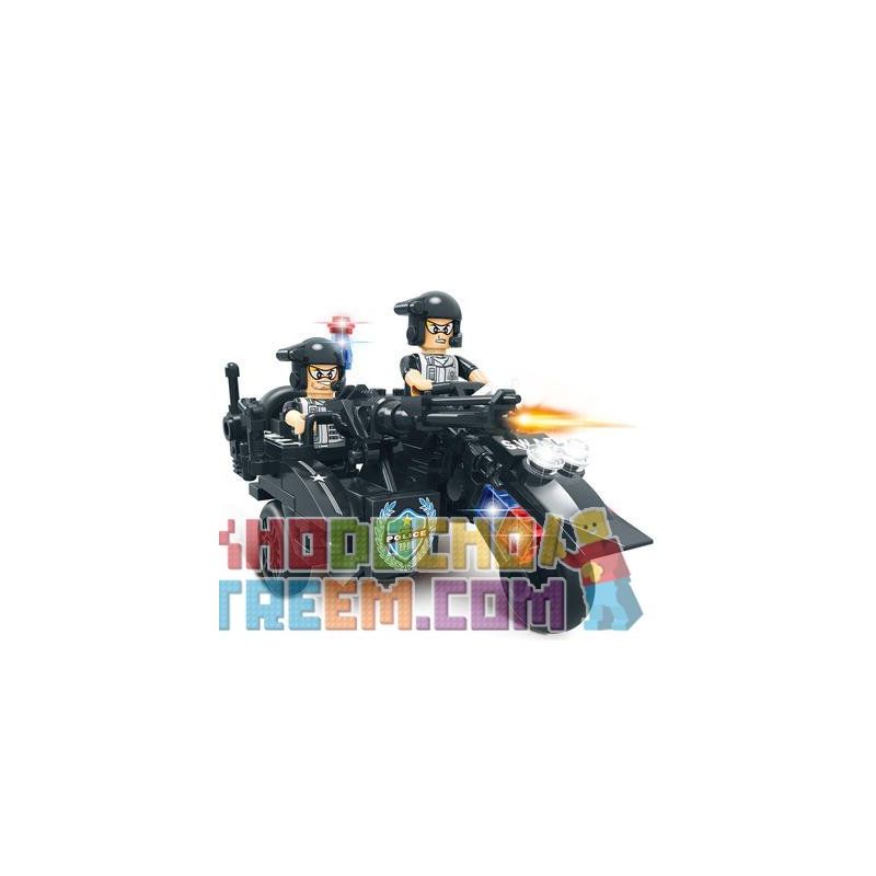 WOMA C0512B 0512B Xếp hình kiểu  SWAT SPECIAL FORCE SWAT 3 In 1 Sidecar Mô Tô 3 Bánh Lính đặc Nhiệm 143 khối
