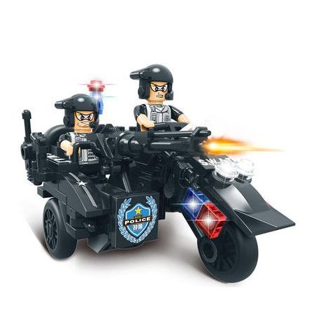 WOMA C0512B 0512B Xếp hình kiểu  SWAT SPECIAL FORCE SWAT 3 In 1 Sidecar Mô Tô 3 Bánh Lính đặc Nhiệm 143 khối