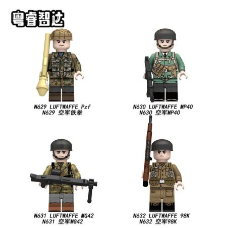 GUANGDONG RUIZHIDA N629 N630 N631 N632 CHIẾN TRANH THẾ GIỚI THỨ HAI ĐỨC 4 CON SỐ bộ đồ chơi xếp lắp ráp ghép mô hình Military Army Quân Sự Bộ Đội