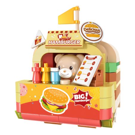 KAIDO KD99052 99052 GẤU HAMBURGER bộ đồ chơi xếp lắp ráp ghép mô hình