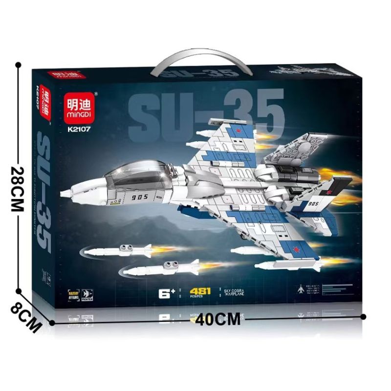 MINGDI LEIBAO K2107 2107 MÁY BAY CHIẾN ĐẤU SU-35 bộ đồ chơi xếp lắp ráp ghép mô hình Military Army Quân Sự Bộ Đội 481 khối