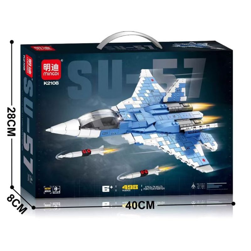 MINGDI LEIBAO K2108 2108 MÁY BAY CHIẾN ĐẤU SU-57 bộ đồ chơi xếp lắp ráp ghép mô hình Military Army Quân Sự Bộ Đội 498 khối