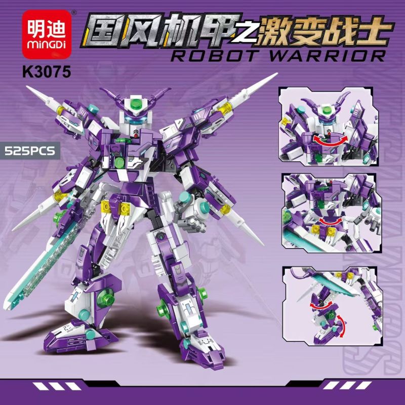 MINGDI LEIBAO K3075 3075 PHONG CÁCH TRUNG QUỐC MECHA TĂNG CƯỜNG CHIẾN BINH THANH LIGHTNING MÀU TÍM bộ đồ chơi xếp lắp ráp ghép mô hình Architecture Công Trình Kiến Trúc 525 khối