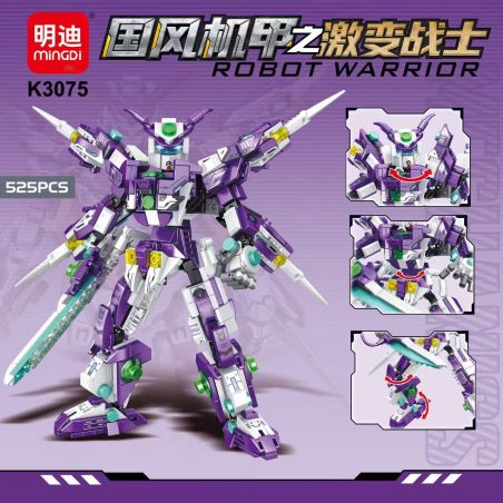 MINGDI LEIBAO K3075 3075 PHONG CÁCH TRUNG QUỐC MECHA TĂNG CƯỜNG CHIẾN BINH THANH LIGHTNING MÀU TÍM bộ đồ chơi xếp lắp ráp ghép mô hình Architecture Công Trình Kiến Trúc 525 khối