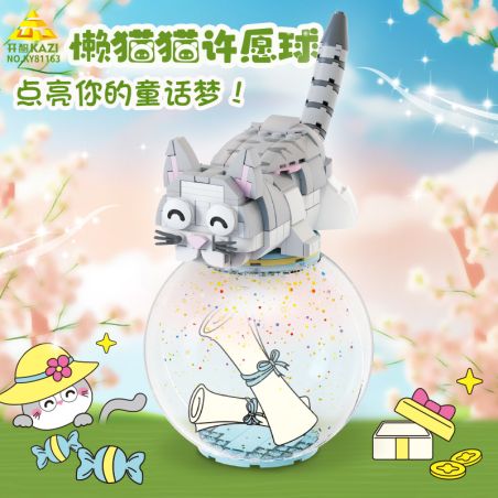 Kazi KY81163 81163 CON MÈO LƯỜI BIẾNG ƯỚC BÓNG bộ đồ chơi xếp lắp ráp ghép mô hình HAPPY CAT‘S WISHING BALL 321 khối