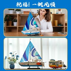 LUMIBRICKS FUNWHOLE F9074 9074 KỲ NGHỈ NGOÀI TRỜI THUYỀN BUỒM LA BRISA tỷ lệ 1:24 bộ đồ chơi xếp lắp ráp ghép mô hình Creator LA BRISA THE SAILBOAT Sáng Tạo 1640 khối