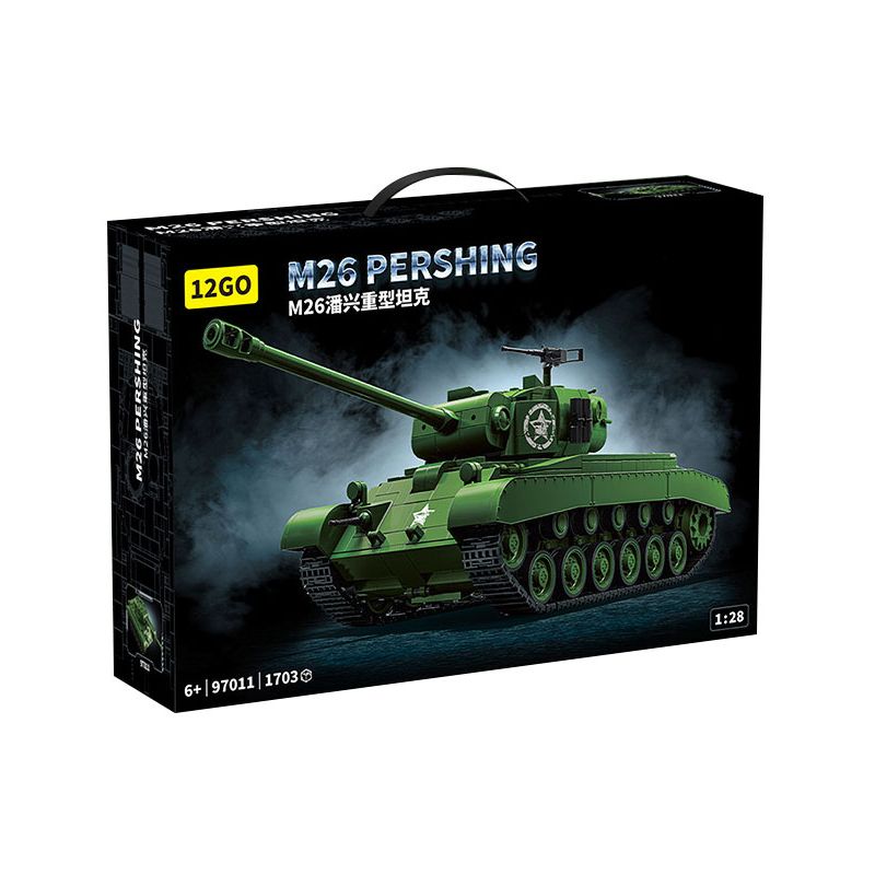 12GO 97011 M26 PERS BREATH BỂ NẶNG tỷ lệ 1:28 bộ đồ chơi xếp lắp ráp ghép mô hình Military Army M26 PERSHING Quân Sự Bộ Đội 1703 khối