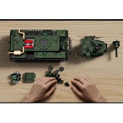 12GO 98003 BỂ NẶNG KV-2 bộ đồ chơi xếp lắp ráp ghép mô hình Military Army KV-2 HEAVY TANK Quân Sự Bộ Đội 2235 khối