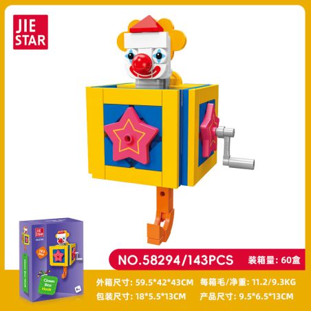 JIESTAR 58294 MÓC HỘP CHÚ HỀ bộ đồ chơi xếp lắp ráp ghép mô hình Gear CLOWN BOX HOOK Đồ Lắp Ghép 143 khối