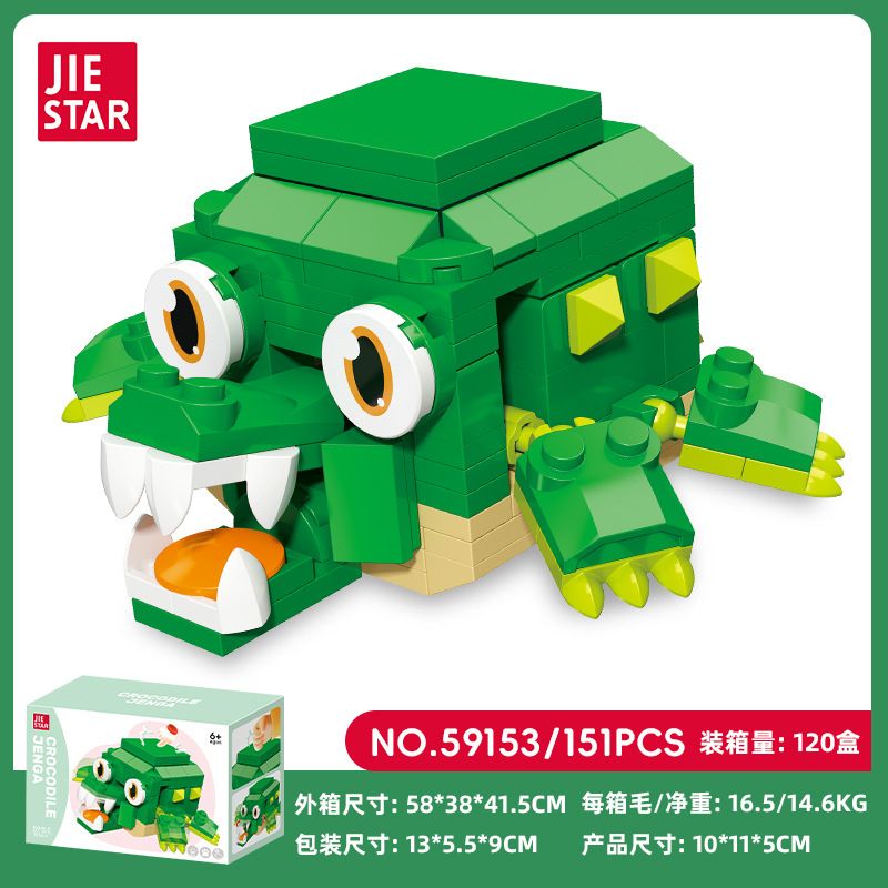 JIESTAR 59153 ĐỘNG VẬT XẾP CHỒNG THÚ VUI CÁ SẤU bộ đồ chơi xếp lắp ráp ghép mô hình 151 khối