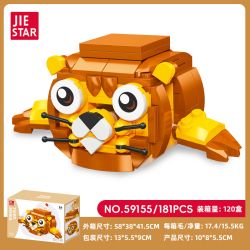 JIESTAR 59155 ĐỘNG VẬT ĐƯỢC XẾP CHỒNG LÊN NHAU VỚI SỞ THÚ VUI VẺ VÀ TIGER LION bộ đồ chơi xếp lắp ráp ghép mô hình 181 khối