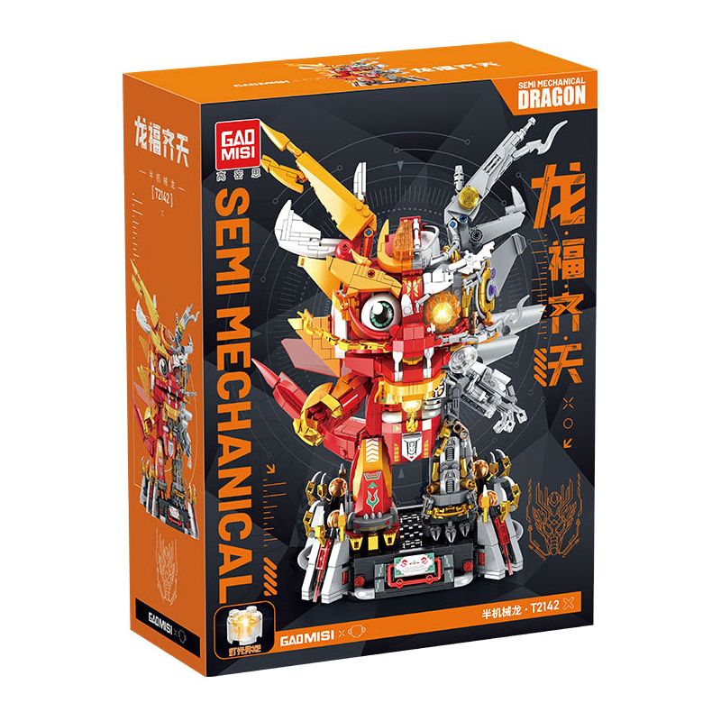 GAOMISI T2142 2142 LÁI XE SƯ TỬ QUỐC GIA RỒNG VÀ PHƯỚC LÀNH TRÊN BẦU TRỜI MỘT NỬA CON CƠ HỌC bộ đồ chơi xếp lắp ráp ghép mô hình Creator SEMI MECHANICAL DRAGON Sáng Tạo 1825 khối
