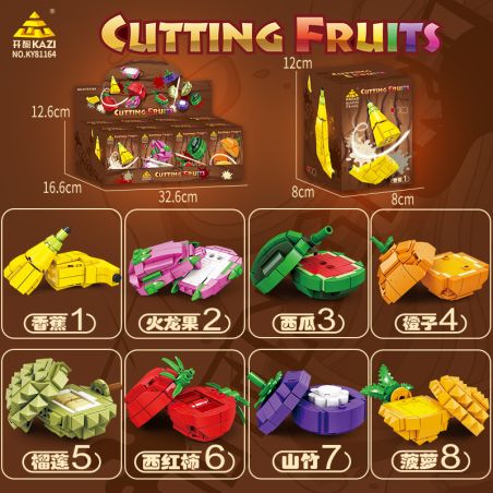 Kazi KY81164 81164 MÔ HÌNH NINJA 8 TRÁI CÂY bộ đồ chơi xếp lắp ráp ghép mô hình Movie & Game CUTTING FRUITS Phim Và Trò Chơi 962 khối