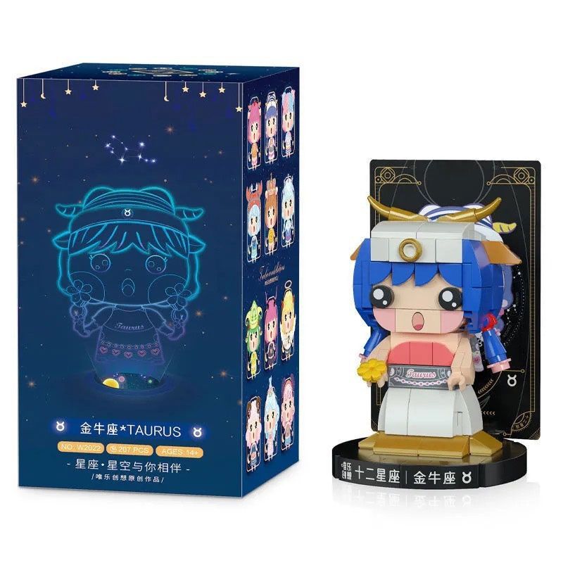 WEILE CREATION 2022 MƯỜI HAI CUNG HOÀNG ĐẠO KIM NGƯU bộ đồ chơi xếp lắp ráp ghép mô hình Brickheadz Nhân Vật Đầu To 207 khối