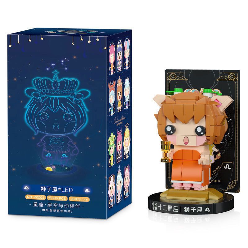 WEILE CREATION 2025 MƯỜI HAI DẤU HIỆU HOÀNG ĐẠO LEO bộ đồ chơi xếp lắp ráp ghép mô hình Brickheadz Nhân Vật Đầu To 215 khối