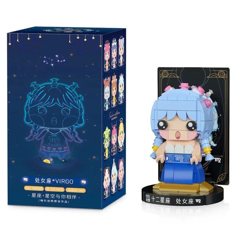 WEILE CREATION 2026 MƯỜI HAI DẤU HIỆU HOÀNG ĐẠO XỬ NỮ bộ đồ chơi xếp lắp ráp ghép mô hình Brickheadz Nhân Vật Đầu To 211 khối