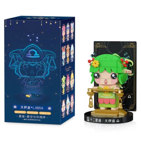 WEILE CREATION 2027 MƯỜI HAI DẤU HIỆU HOÀNG ĐẠO LIBRA bộ đồ chơi xếp lắp ráp ghép mô hình Brickheadz Nhân Vật Đầu To 195 khối