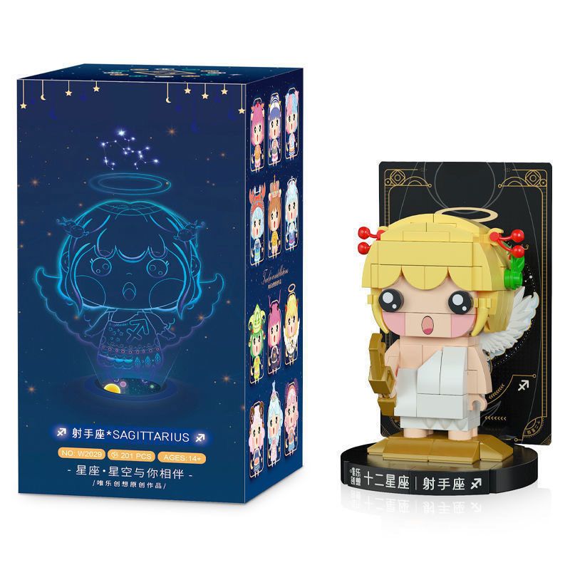 WEILE CREATION 2029 MƯỜI HAI CUNG HOÀNG ĐẠO NHÂN MÃ bộ đồ chơi xếp lắp ráp ghép mô hình Brickheadz Nhân Vật Đầu To 201 khối