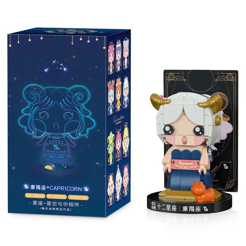 WEILE CREATION 2030 MƯỜI HAI CUNG HOÀNG ĐẠO MA KẾT bộ đồ chơi xếp lắp ráp ghép mô hình Brickheadz Nhân Vật Đầu To 186 khối