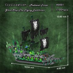 JMBRICKLAYER 40114 TÀU MA HẢI TẶC BAY HÀ LAN bộ đồ chơi xếp lắp ráp ghép mô hình Pirates Of The Caribbean GHOST SHIP FLYING DUTCHMAN Cướp Biển Vùng Caribe 1100 khối